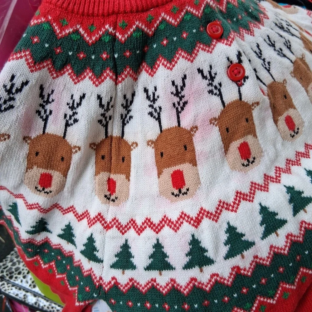Gymboree Fair Isle Knit Reindeer Christmas Dress 8 VGUC